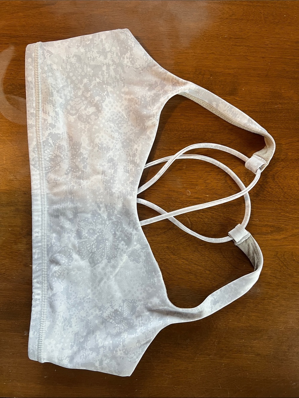 Lululemon Women's White Floral Seamless Strappy Sports Bra